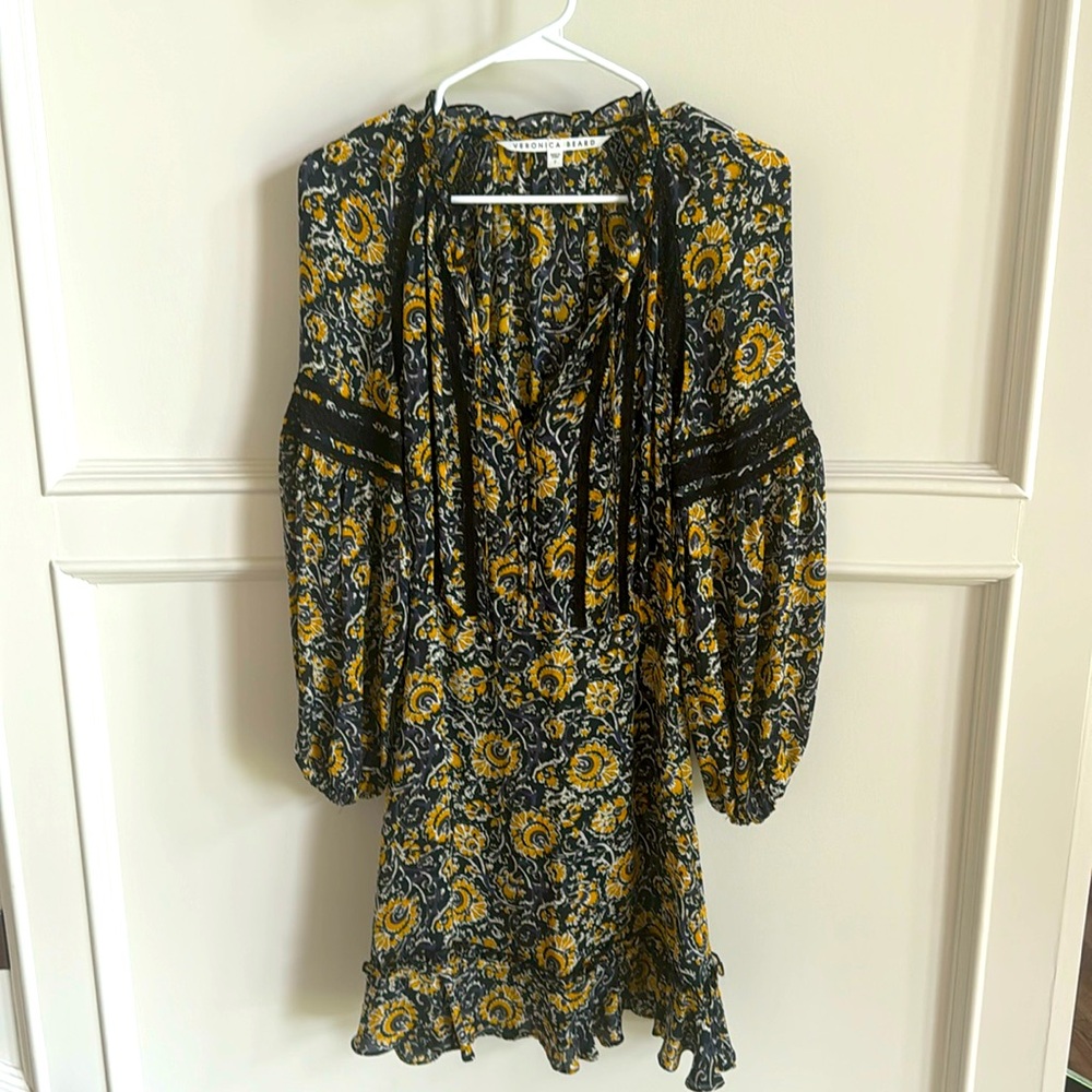 Veronica Beard mini dress.  Navy, yellow, and ivory.  Size 2